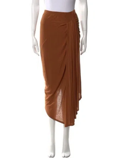 Pre-owned Unttld Pleated Accents Midi Length Skirt In Brown