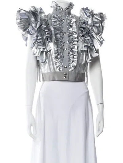 Pre-owned Unttld Printed Vest In Silver