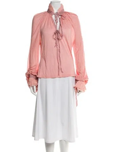 Pre-owned Unttld Tie Neck Long Sleeve Blouse In Pink