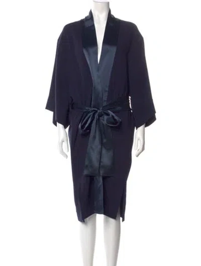 Pre-owned Unttld V-neck Midi Length Dress In Blue