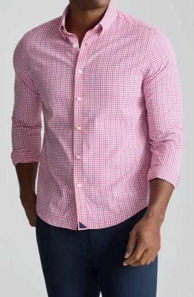 Untuckit Almeida Gingham Check Performance Button-down Shirt In Pink