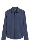 Untuckit Altrugo Windowpane Check Performance Button-up Shirt In Navy