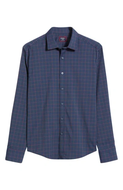 Untuckit Altrugo Windowpane Check Performance Button-up Shirt In Navy