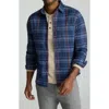Untuckit Blanchard Plaid Performance Flannel Button-up Shirt In Blue