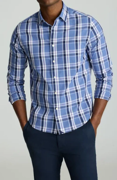 Untuckit Bosca Plaid Wrinkle Free Cotton Button-up Shirt In Blue