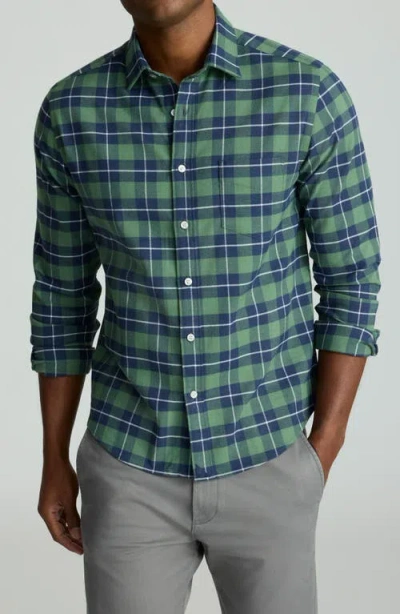 Untuckit Brightlake Check Performance Flannel Button-up Shirt In Green