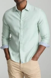 Untuckit Burke Solid Wrinkle Free Cotton Dobby Button-up Shirt In Green