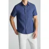 Untuckit Cameron Solid Wrinkle Resistant Linen Button-up Shirt In Blue