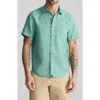 Untuckit Cameron Solid Wrinkle Resistant Linen Button-up Shirt In Green