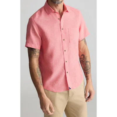 Untuckit Cameron Solid Wrinkle Resistant Linen Button-up Shirt In Pink