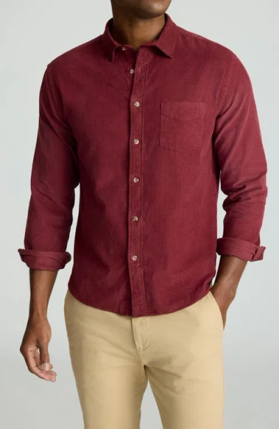 Untuckit Caprone Solid Cotton Corduroy Button-up Shirt In Burgundy