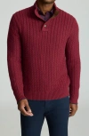 Untuckit Castilla Cable Knit Half Button Pullover In Burgundy