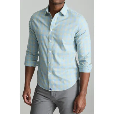 Untuckit Clark Plaid Slub Wrinkle Free Cotton Button-up Shirt In Light Green