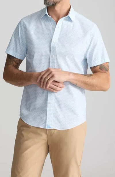 Untuckit Crab Print Short Sleeve Performance Button-up Shirt In Blue