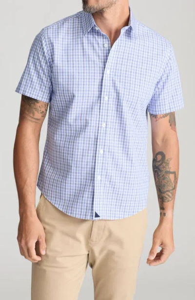 Untuckit Dante Gingham Check Wrinkle Free Short Sleeve Cotton Button-up Shirt In Blue