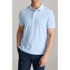 Untuckit Day Tipped Cotton Blend Piqué Performance Polo In Blue