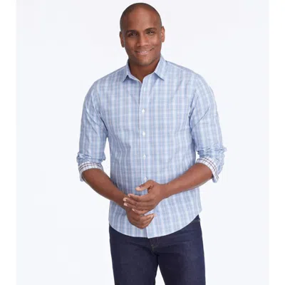 Untuckit Felton Shirt Men's Blue Pink Plaid 100% Cotton Wrinkle-free Jzz1030
