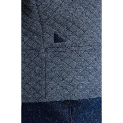 Untuckit Filipre Quilted Shawl Collar Sweatshirt In Navy Blazer