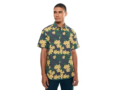 Untuckit Finchley Short Sleeve Cotton Print Slub Regular Fit Shirt Men's Clothing Navy: 2xl Regular Fit