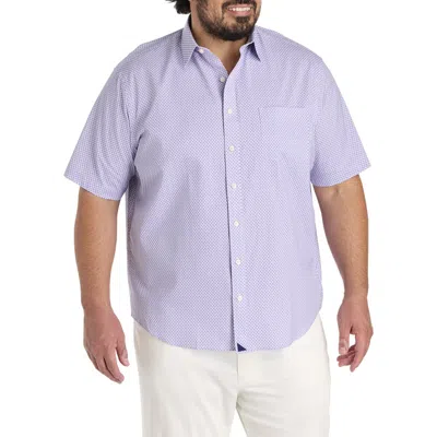 Untuckit Fit By Dxl Big & Tall Crofton Wrinkle-free Performance Geometric Print Sport Shirt In Purple