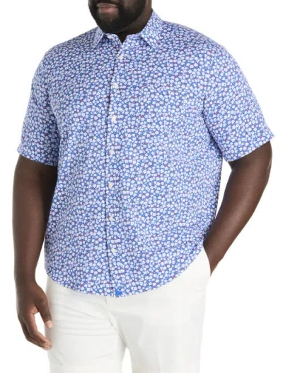 Untuckit Fit By Dxl Big & Tall Kincaid Floral Print Performance Sport Shirt In Blue