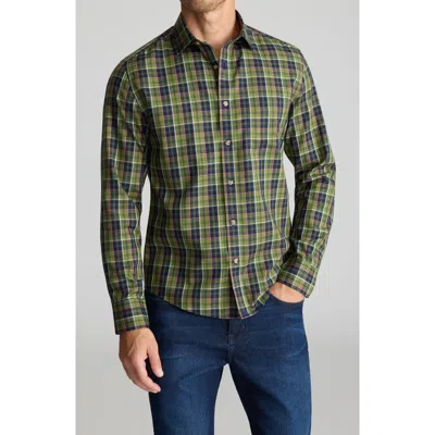 Untuckit Foxvine Plaid Long Sleeve Wrinkle-free Cotton Button-up Shirt In Green