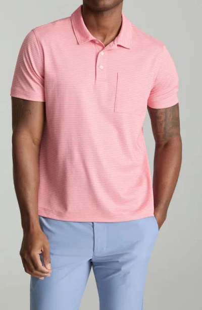 Untuckit Gilbert Stripe Pocket Piqué Performance Polo In Pink