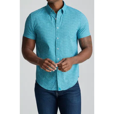 Untuckit Halloway Floral Short Sleeve Performance Button-down Shirt In Blue