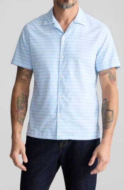Untuckit Haverman Stripe Performance Camp Shirt In Blue