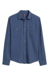 Untuckit Hemsworth Flannel Twill Button-up Shirt In Blue