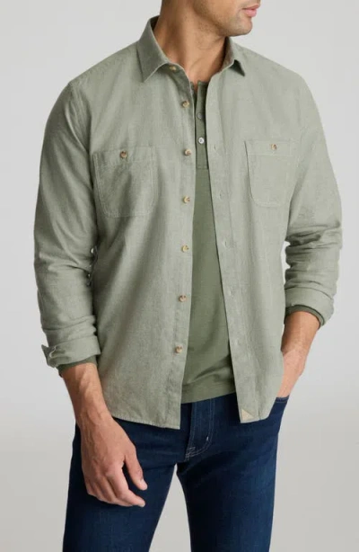 Untuckit Hemsworth Flannel Twill Button-up Shirt In Green