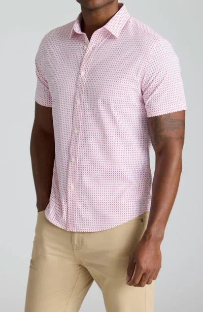 Untuckit Ireton Geo Print Short Sleeve Performance Button-up Shirt In Pink
