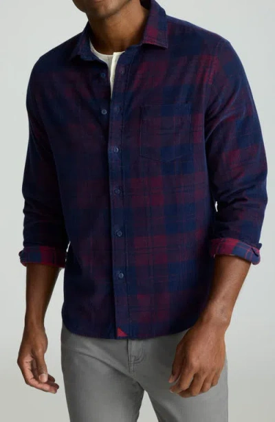 Untuckit Jaeger Plaid Cotton Corduroy Button-up Shirt In Blue