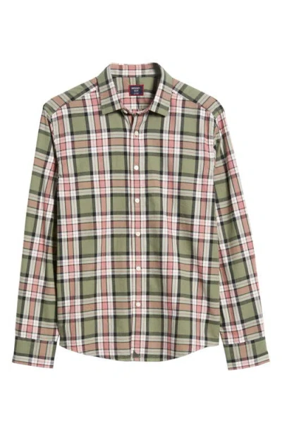 Untuckit Larsen Regular Fit Cotton Flannel Button-up Shirt In Green