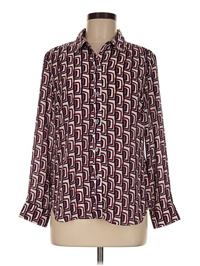 Pre-owned Untuckit Long Sleeve Blouse In Burgundy
