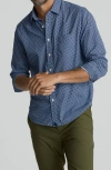 Untuckit Marshall Geo Print Performance Button-up Shirt In Blue