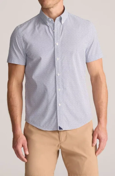 Untuckit Microprint Short Sleeve Performance Button-down Shirt In Blue