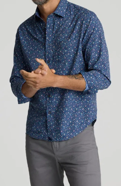 Untuckit Millerford Floral Performance Button-up Shirt In Blue