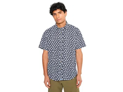 Untuckit Morningside Short Sleeve Cotton Print Regular Fit Slub Shirt Men's Clothing Navy: 3xl Regular Fit