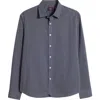 Untuckit Orville Blue Mélange Wrinkle Free Cotton Button-up Shirt In Blue