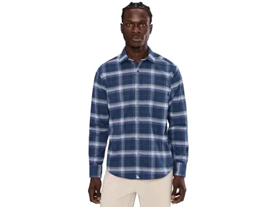 Untuckit Performance Flannel Barker Shirt In Blue