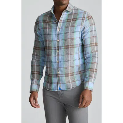 Untuckit Plaid Wrinkle Resistant Linen Button-up Shirt In Blue