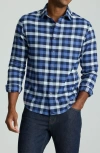 Untuckit Plenville Flannel Shirt In Blue