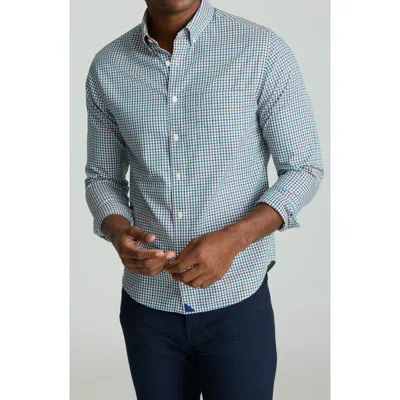 Untuckit Pomerose Gingham Check Wrinkle Free Cotton Button-down Shirt In Blue