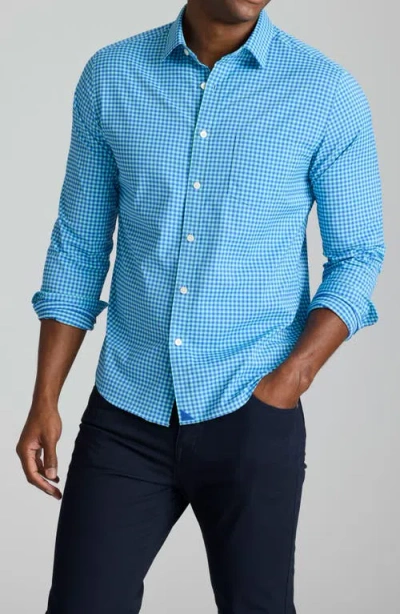 Untuckit Quinby Gingham Check Performance Button-up Shirt In Blue