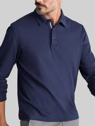 Untuckit Slim Fit Damaschino Wrinkle-free Long Sleeve Polo In Blue
