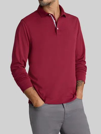 Untuckit Slim Fit Damaschino Wrinkle-free Long Sleeve Polo In Burgundy