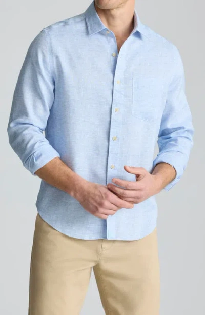 Untuckit Stripe Wrinkle Resistant Linen Button-up Shirt In Blue