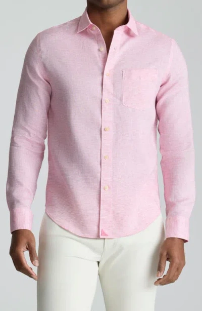 Untuckit Stripe Wrinkle Resistant Linen Button-up Shirt In Pink