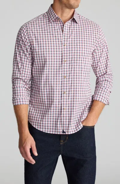 Untuckit Sunquil Cottontek Performance Grid Button-down Shirt In Mauve Wood